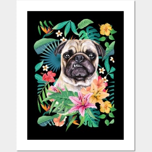 Tropical Pug 5 Posters and Art